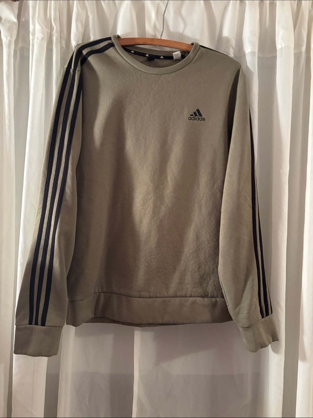 adidas Olive Crewneck Sweatshirt with Black 3-Stripes